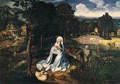 Rest during the Flight to Egypt.PATENIER,Joachim.Museo del Prado.Madrid.