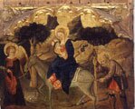 Rest on the Flight into Egypt.Retablo de la Virgen de la Leche.Antonio Peris.s. XV.Museo BBAA.Valencia.